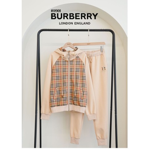 [BURBERRY] 버버리 여성 클래식 체크 후드 집업 & 조거 팬츠 셋