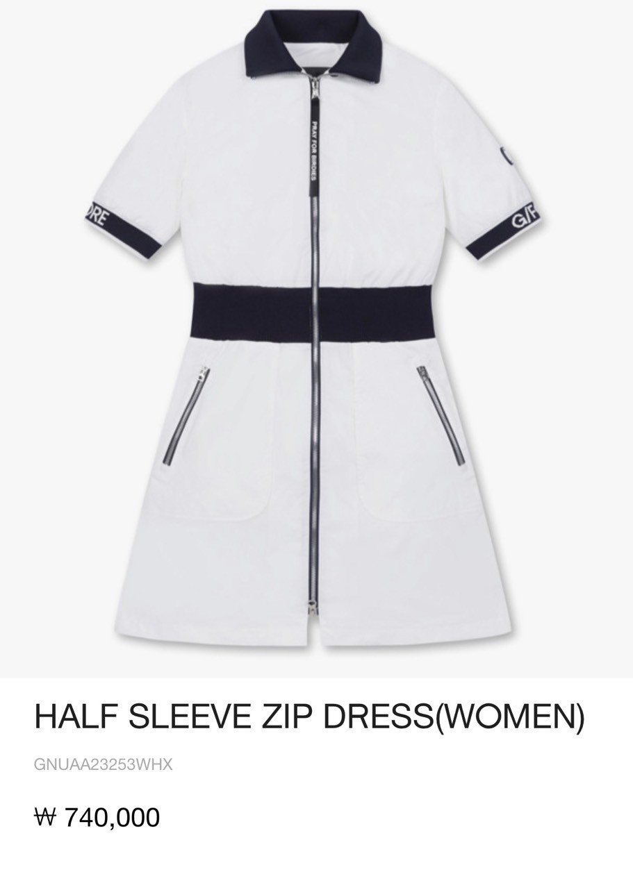 HALF SLEEVE ZIP DRESS(WOMEN)