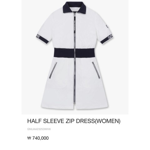 HALF SLEEVE ZIP DRESS(WOMEN)