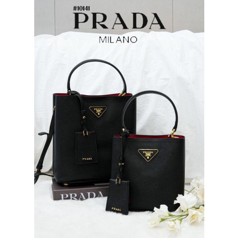 [PRADA] 프라다 파니에 사피아노 래더 버킷백 블랙