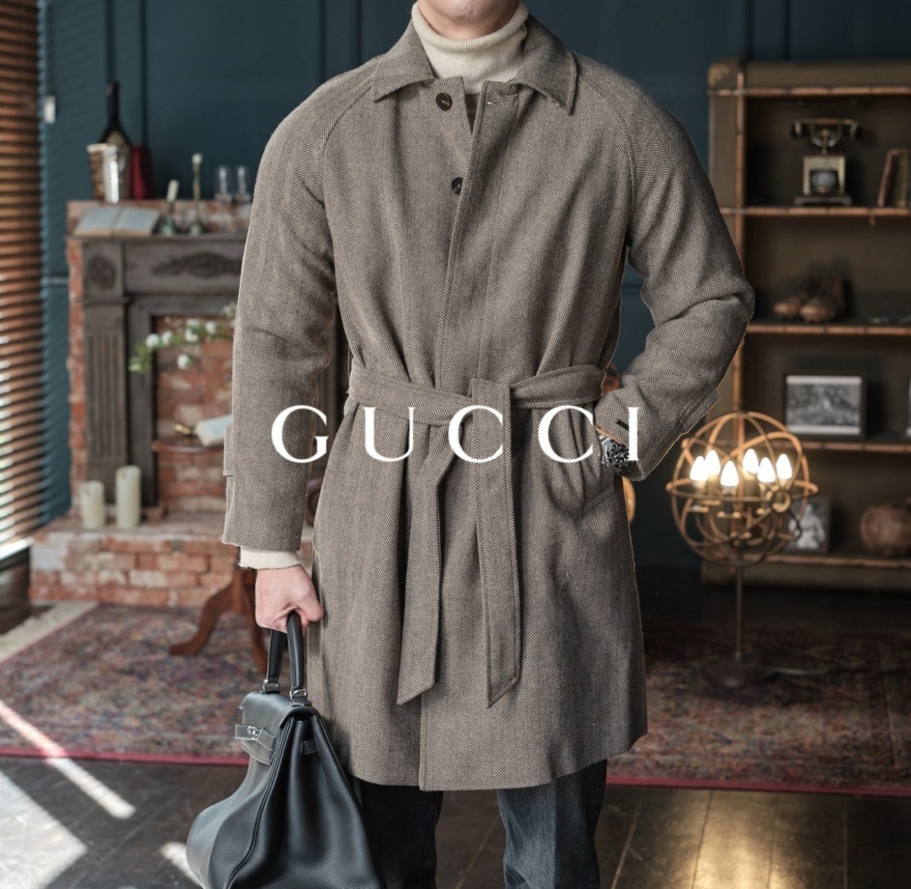 GUCCI 최상급 헤링본 맥코트