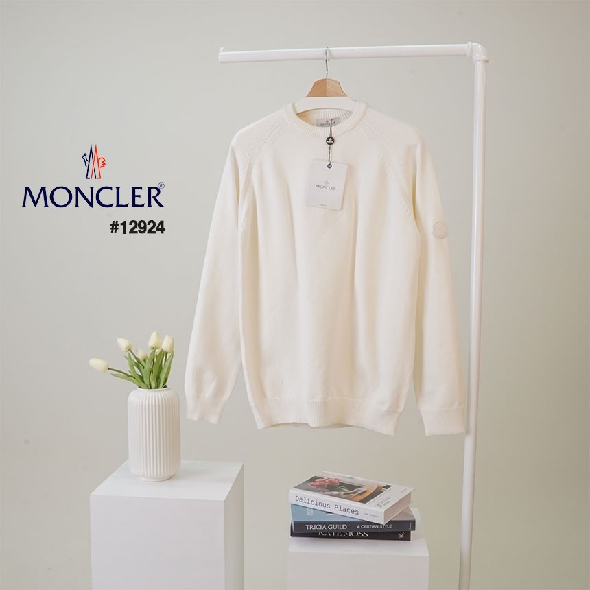 [MONCLER] 몽클레어 남성 램스울 화이트패치로고 라운드 니트