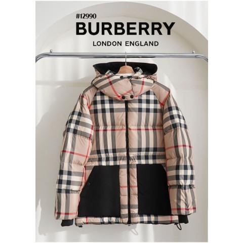 [BURBERRY] 버버리 디테쳐블 후드 체크 푸퍼 다운 자켓