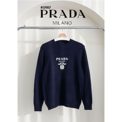 [PRADA] 프라다 밀라노 로고 남성 자카드 크루넥 니트 풀오버