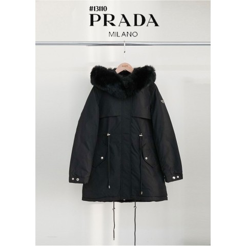 [PRADA] 프라다 여성 개버딘 하프 다운 야상 자켓