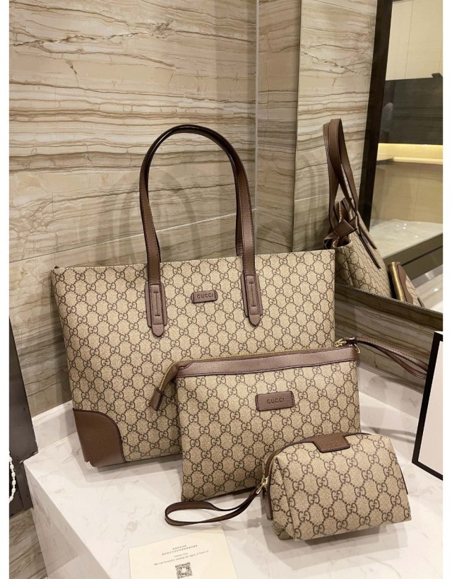 Gucci GG 로고 캔버스 라지 쇼퍼백 3 Set