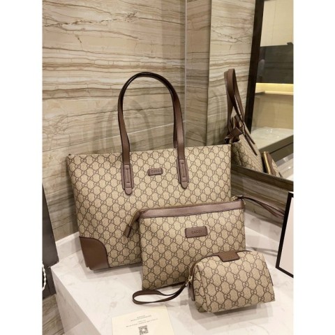 Gucci GG 로고 캔버스 라지 쇼퍼백 3 Set