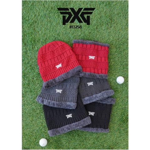 [PXG] PXG 남여공용 자수 로고 융털 비니 & 넥워머 셋