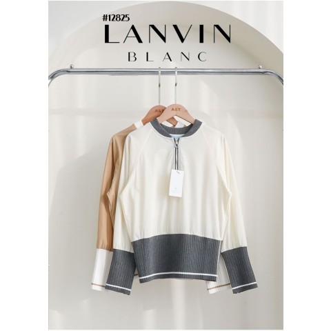 [LANVIN BLANC] 랑방블랑 골프웨어 여성 시어 컬러 라인 리브드 하프 집업