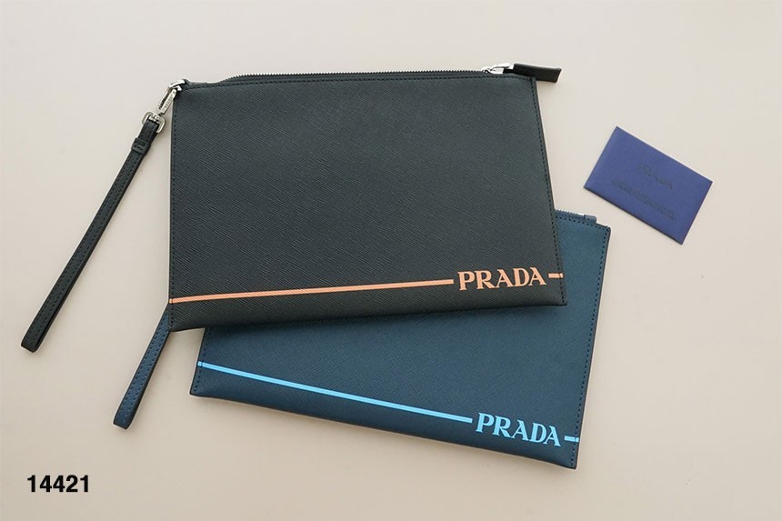 [PRADA] 프라다 사피아노 레더 로고 스트랩 파우치