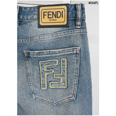 [FENDI] 펜디 남성 몬스터아이 FF 포켓 자수 빈티지 워싱 데님 팬츠