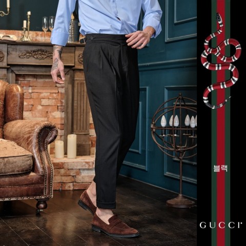 최고급 GUCCI 클래식 벨트리스라 팬츠