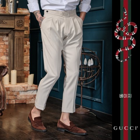 최고급 GUCCI 클래식 벨트리스라 팬츠