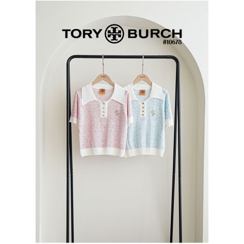 [TORY BURCH] 토리버치 여성 캔디코튼 니트 크롭티셔츠