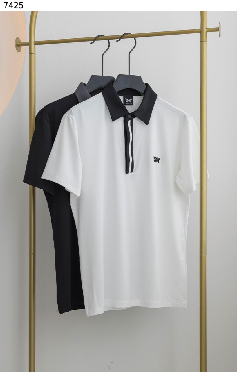 [PXG] SUMMER PERFORATED COLLAR SHORT SLEEVE T-SHIRT