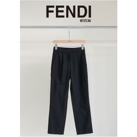 [FENDI] 팬디 여성 FF 핀턱 슬림핏 9부 팬츠