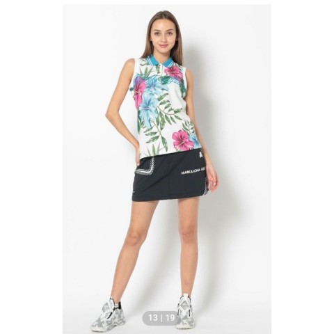 W GN BIG FLOWER PATTERN PRINT SL POLO