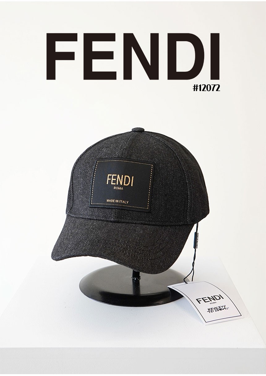 [FENDI] 팬디 로고 패치 블루 캔버스 베이스 볼캡