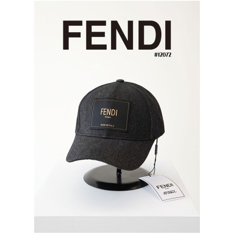 [FENDI] 팬디 로고 패치 블루 캔버스 베이스 볼캡